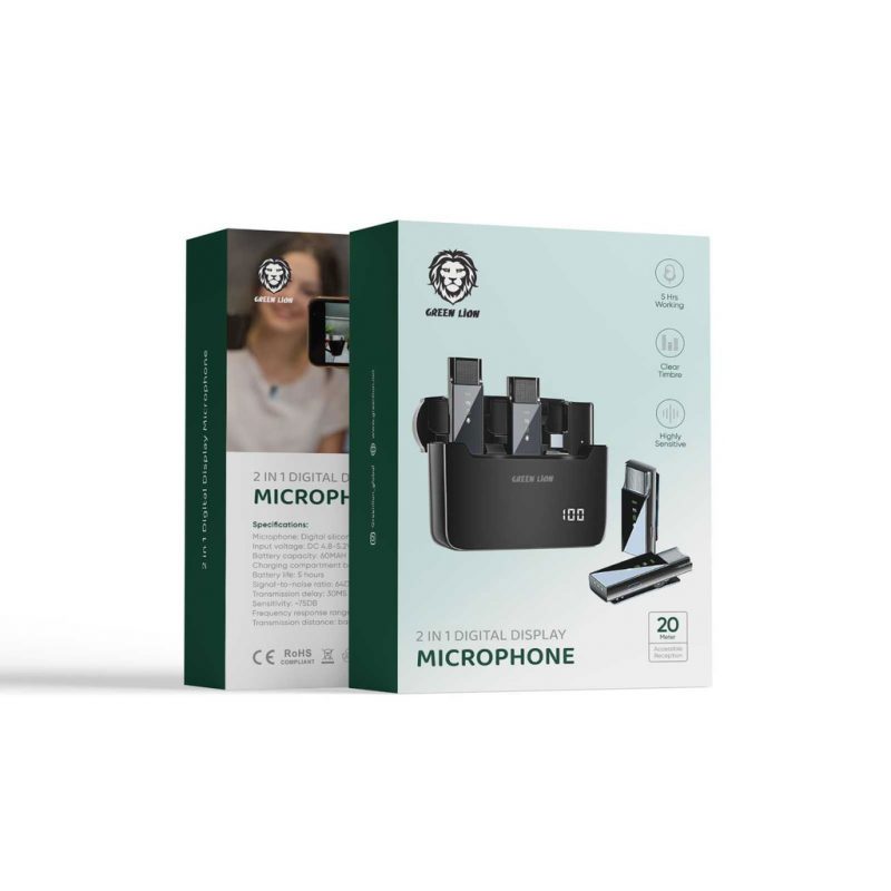میکروفون تولید محتوی دو کاناله گرین لاین مدل digital display microphone