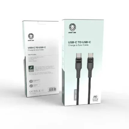 کابل شارژ و همگام‌سازی USB-C به USB-C گرین لاین 50w یک متری