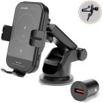 پایه نگهدارنده و شارژر بی سیم گوشی موبایل پرودو مدل PD-WCM15W به همراه شارژر فندکی