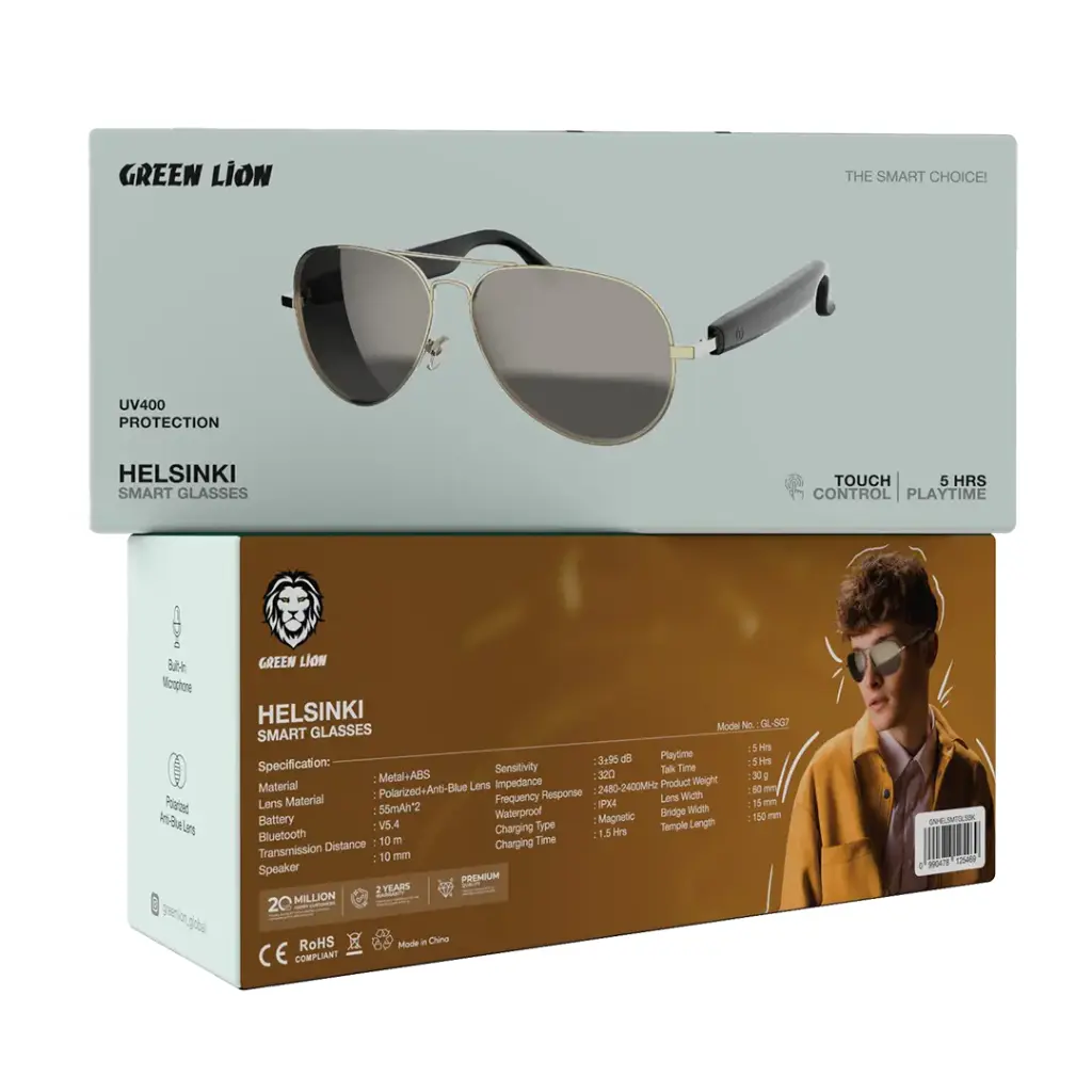 عینک هوشمند گرین لاین مدل Helsinki Smart Glasses با لنز UV400