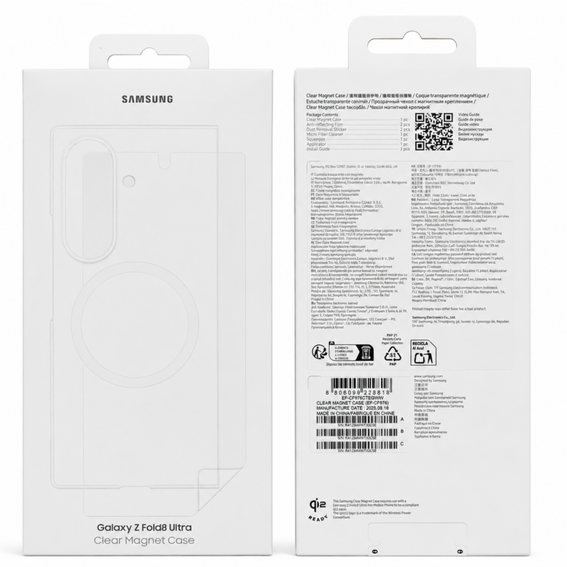 بسته بندی قاب اصلی سامسونگ Galaxy Z Fold8 Ultra مدل Clear Magnet Case