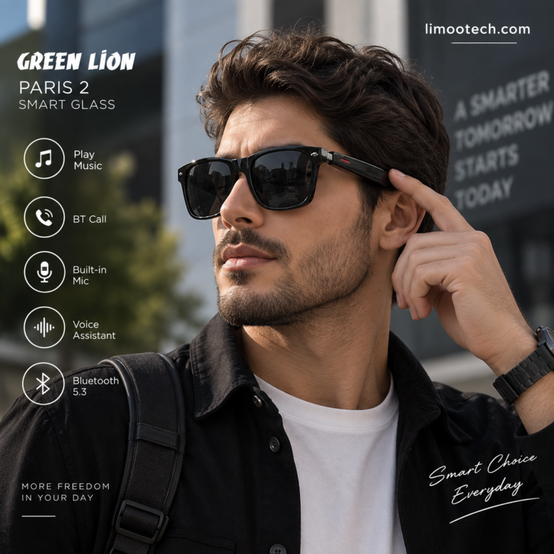 عینک هوشمند Green Lion Paris 2 روی صورت آقا