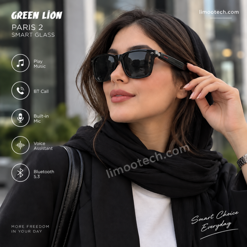 عینک هوشمند گرین لاین Green Lion Paris 2 روی صورت خانم